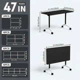 IEDZBEQ Office Conference Table on Wheels – Flip Top Modular Meeting Table for 2-30 Person,Mobile SeminarsTraining Tables for Office Conference Room,Seminar,Home (4, Black, 47IN)