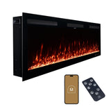 Modern Ember Vibrance 50 Inch Smart Linear Electric Fireplace Insert - Recessed or Wall-Mount, LED Multi-Flame Colors, Alexa/WiFi Enabled - Remote Included - Crystals