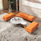 7-Seat Waiting Room Chairs Modern Entryway Bench with Thickened Cushion PU Leather Living Room Bench