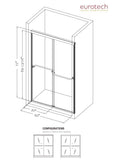 EUROTECH SHOWERS Classic 56-59" W x 72" H Semi-Frameless Double Sliding Glass Shower Door with 1/4" Clear Tempered Safety Glass (Chrome)