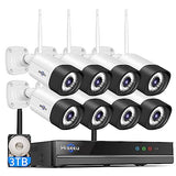 Hiseeu 5MP Outdoor WiFi Security Camera System, 10CH 8-Camera Kit