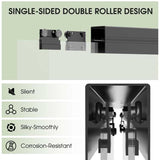 LARWORKS Glass Shower Door Double Sliding 56-60 in. W, 72 in. H Frameds Bathroom Sliding Door, 1/4''(6mm) SGCC Tempered Glass, Explosion-Proof Film, Nano Coating, Matte Black