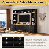 MLZTINGR 102.3" W 4-Piece Farmhouse Entertainment Center Wall Unit, TV Stand with Bookshelves