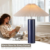 EOEYYOYB Ceramic Table Lamps for Bedroom Set of 2, Adjustable Shade Lamps for Night Stands, Modern Cylindrical Nightstand Table Lamps, Blue