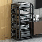 Slish 5-Tier Black AV Cabinet - Ma Rack for TV, Record Player & Accessories - Perfect Home Entertainment Sto Solut