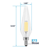 LUXRITE E12 Candelabra LED Light Bulbs 60 Watt Equivalent, 4000K Cool White, Enclosed Fixture Rated, Dimmable Chandelier Light Bulbs, 4.5W, 500 Lumens, HX10.5 Glass, Wet Rated, UL Certified (24 Pack)