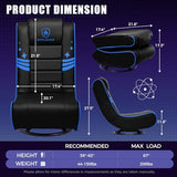GTPLAYER Floor Gaming Chair Foldable Swivel Floor Chairs for Kids Boys Comfy Video Game Seat with 360° Multipurpose for Gamers, Bedroom or Game Room(Black-Blue)
