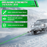Aomifunny Synthetic Winch Rope Extension, 3/8Inch x 50Ft 26500 Lbs Winch Extension Cable Replacement Tow Ropes Line for Off Road Vehicle ATV UTV Truck SUV Jeep (Green)