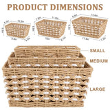 OIAHOMY Wicker Storage Baskets, Paper Rope Shelf Bins, Decortive Baskets for Organizing, Set of 3-Yellow & White