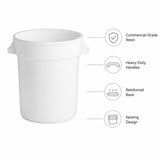Getzi 6 Pack 20 Gallon White Round Commercial Trash Can, Heavy-Duty
