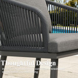 LayinSun 11 Pieces Outdoor Patio Dining Set, Aluminium Rectangular Dining Table and Wicker Rattan Chairs Set