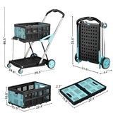 Foldable Shopping Cart with Wheels, 200 lbs Capacity Grocery Cart with 1 Storage Crate