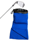 Club Scrub Towel Pro, Golf Club and Ball Cleaning Pouch with Attached Towel, Waterproof Exterior + More (Blue)