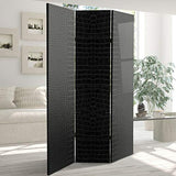 Red Lantern 6 ft. Tall Double Sided Black Crocodile Print Canvas Room Divider 3 Panel Freestanding Folding Privacy Screen Partition and Separator for Modern and Contemporary Bedroom Home Office Studio Red Lantern
