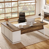 Tribesigns 78.7" L-Shaped Executive Desk, Modern Office Desk with 55.1" Storage Cabinet