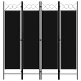 Zexlorith 4-Panel Room Divider, Foldable Fabric Privacy Screen, Black