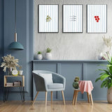3Pcs Coastal Kitchen Wall Art Blue Striped Sardines Olives Tomatoes Wall Decor Pictures Summer Mediterranean Food Posters Prints for Dining Room Beach House Decoration Unframed 16x24in