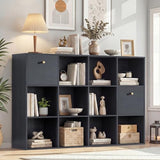 Cube Storage Organizer with 12 Open Shelf, Black Bookshelf with Storage Bins, Freestanding Book Case