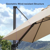 PURPLE LEAF 9' X 12' Right-left Tilt Patio Umbrella with Base Outdoor Cantilever Swivel Rectangle Umbrella, Beige