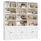 71" Wide 6 Tier Book Shelf with 18 Storage Shelves, Large Wooden Bookshelves, Tall Bookcase for Office,