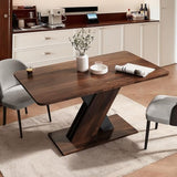 Extendable Dining Table for 4-8 People,55.12''-70.87''Modern Space-Saving Wood Kitchen Table, Rectangle Folding Conference Meeting Table, Walnut