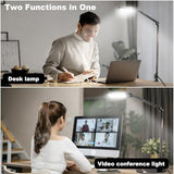 NS Eye-Caring LED Desk Lamp, 3 Color Temperature Dimmable Office Light with Memory Function & Timer, Adjustable Metal Clamp Lamp