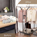 VICERII Clothing Rack, Heavy Duty Clothes Racks with Wheels and Bottom Shelf, 52.36’’ Metal Double Clothing Racks with Wheels, Black