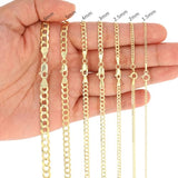 Nuragold 10K Real Yellow Gold Cuban Curb Solid Italian Link Chain Necklace