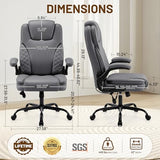 Hayelf Ergonomic Office Chair, PU Leather High Back Executive Chair with Adjustable Inflatable Lumbar Support and Padded Flip-Up Arms