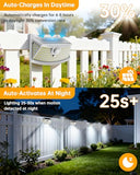 Aootek New Solar Motion Sensor Lights 120 LEDs with Lights Reflector,270° Wide Angle, IP65 Waterproof, Step Lights for Front Door, Yard, Garage, Deck (White, Daylight White, 4-Pack)