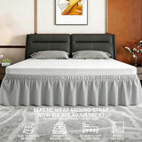 ANARACHON King Bed Skirt, Elastic Wrap Around Bed Skirt King Size, Bed Skirts for Adjustable Bed, Easy Fit with 14" Drop Length Tailored Drop Dust Ruffle (Grey)