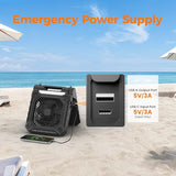 KITWLEMEN 10.2 Inch Solar Camping Fan with Light- Rechargeable Battery Operated Fan, 38H Run Time, 3 Speed, 6H Timer, SOS Signal, Portable Desk Fan for Camping Fishing RV Trips Hurricane Power Outage