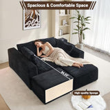 150" Oversized Black Boneless Sectional Couches for Living Room w/ Storage | U Shaped Couch with USB