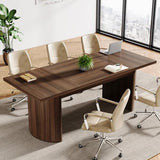 Conference Table for 6-8 People, 6.56 ft Large Rectangle Meeting Table with Double Pedestal