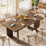 TRIBEWOOD Dining Table for 4-6, 63 Inch Farmhouse Solid Wood Dining Table