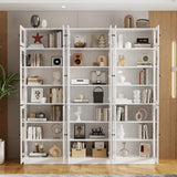 H Bookcase with Doors, Wooden Bookshelves and Bookcases for Home Office