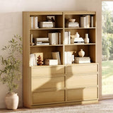 WAMPAT Modern 72" Tall Bookshelf with 6 Drawers