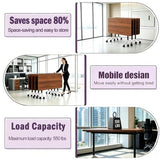 70.8in Folding Conference Table,Locking Wheels Space Saving Meeting 2-30