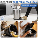 SIMPLYKLEEN Bathroom Trash Can with Lid - 2PC 1.3 Gallon/5L Oval Small Trash Can with Soft-Close Lid, Foot Pedal, Brushed Stainless Steel