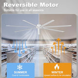 Ohniyou 108'' Industrial Ceiling Fan No Light for Warehouse, Silver
