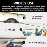Heavy Duty Vinyl Siding Hooks for Hanging, Outdoor No-Hole Siding Hangers, Stainless Steel Siding Clips Front Door Wreath Hanger for Flags Lights Christmas Decor (10Pcs)
