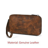 Wallet Men's Handbag Genuine Leather Soft Clutch Bag Retro Oxhide Long Leisure Phone Minimally Designed
