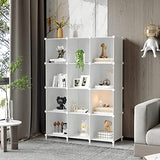 AWTATOS Cube Storage Organizer Storage 12 Cube Bookshelf DIY Plastic Closet Clothes Storage Shelves, White