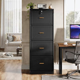 4-Drawer File Cabinet with Lock, Locked File Cabinet with Key, Tall Wooden Filing Cabinets for Home Office