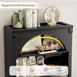 Tall Arched Bookcase and Bookshelf, Farmhouse Book Shelf with 6 Tiers Open Shelves