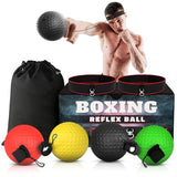 Boxing Reflex Ball Set with 4 Difficulty Balls & 2 Adjustable Headbands – Reaction Ball Training Kit for Adults, Improves Speed, Focus