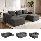 Modular Boneless U-Shaped Couches for Living Room with Side Pockets