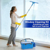 Professional Window Cleaning Kit, Window Washing Kit with 3 Gallon Bucket, 14-Inch Squeegee & 15-Inch Scrubber, 61-Inch Extendable Pole, Window Cleaning Equipment for Home & Commercial (61 inch)