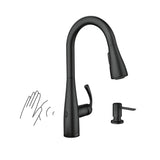 Moen Essie Matte Black MotionSense Wave One-Handle Touchless Kitchen Faucet with Pulldown Sprayer and Soap Dispenser, 87014EWBL
