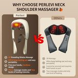 PERLEVI Neck Massager with Heat, Cordless Neck and Shoulder Massage, Rechargeable Shiatsu 6D Kneading Massager for Pain Relief Deep Tissue, Gift for Mom&Dad (Light Beige)